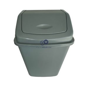 Silver Plastic Swing Top Bin 10l