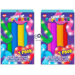 Hoot Light-up Pop Tubes 4 Pack 58cm Cdu Assorted Colours