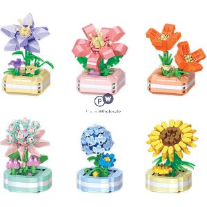 Hoot Build-a-blox Plant Pot Bloom Collection Building Block Kits Cdu Assorted