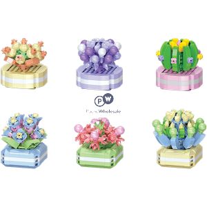 Hoot Build-a-blox Plant Pot Succulent Collection Building Block Kits Cdu Assorted