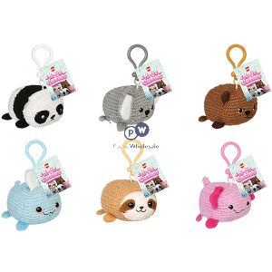 Hoot Knit Cuties Animal Keyring 10cm Cdu Assorted