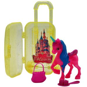 3.5" Pony With Accessories In Suitcase Contents Yellow