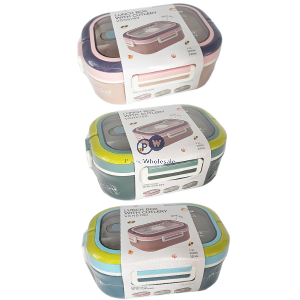Vagonlife Multi-compartment Lunch Box With Cutlery 1200ml Assorted Colours
