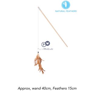 World Of Pets Natural Feather Cat Wand Assorted Colours