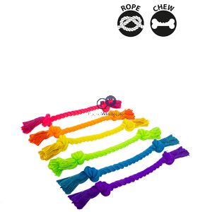 World Of Pets Double Knot Rope Tug Dog Toy 36cm Assorted Colours