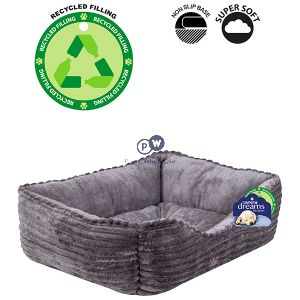 Sweet Dreams Ribbed Grey Pet Bed Medium 58cm X 48cm X 20cm