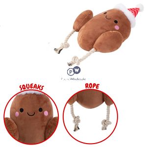 Smart Choice Christmas Squeaky Plush Rope Tony Turkey Dog Toy 30cm