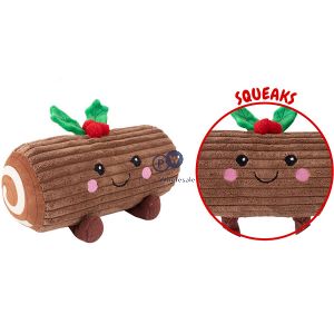Smart Choice Christmas Squeaky Larry Log Plush Dog Toy 23cm X 9cm