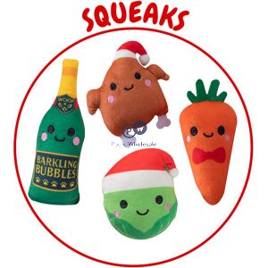 Smart Choice Christmas Squeaky Festive Feast Plush Dog Toys 4 Pack