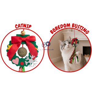 Smart Choice Christmas Bounce & Bat Catnip Festive Wreath Hanging Cat Toy 150cm