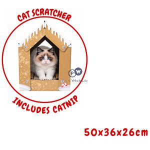 Smart Choice Christmas Catnip Gingerbread House Cat Scratcher 50cm X 36cm X 26cm