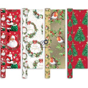 Giftmaker Christmas Traditions Gift Wrap 4m X 69cm Cdu Assorted