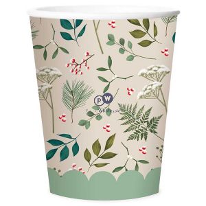 Festive Wonderland Disposable Traditional Foliage Paper Cups 8 Pack Cdu