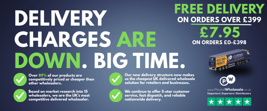 Delivery Charges Are Down: Free Delivery £399, £7.95 for All UK Mainland Orders