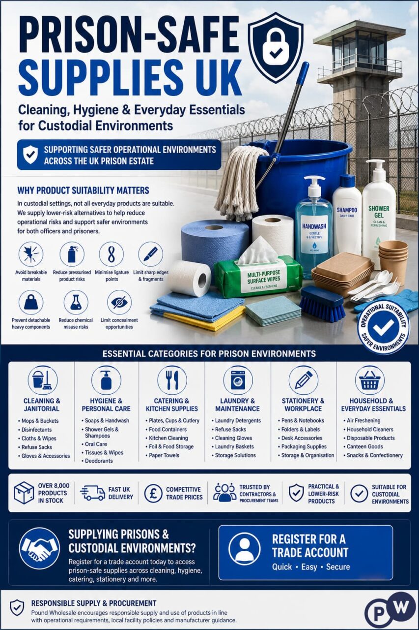 A Prison Supplying infographic from Pound Wholesale